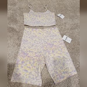 Forever 21 High Rise Biker Short and Top Floral Set Size Small